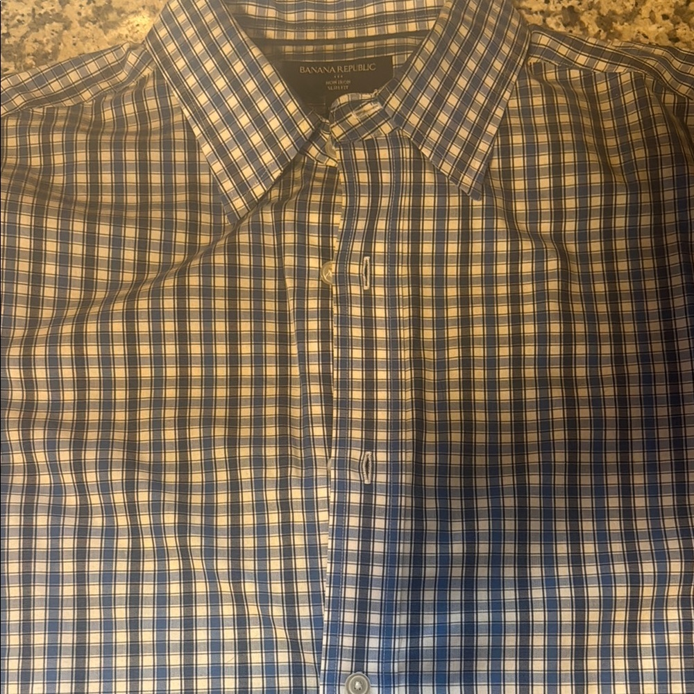 Banana Republic Blue Checkered Men's Shirt